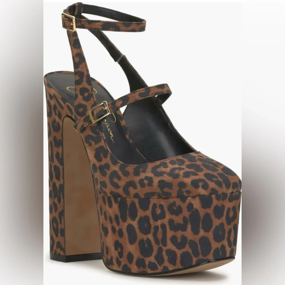Jessica Simpson Leopard Print Platform Mary Jane Pumps